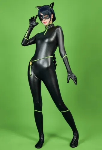 [Officially Licensed] Miraculous Ladynoir Cosplay Costume Black Elastic Jumpsuit Halloween Costume