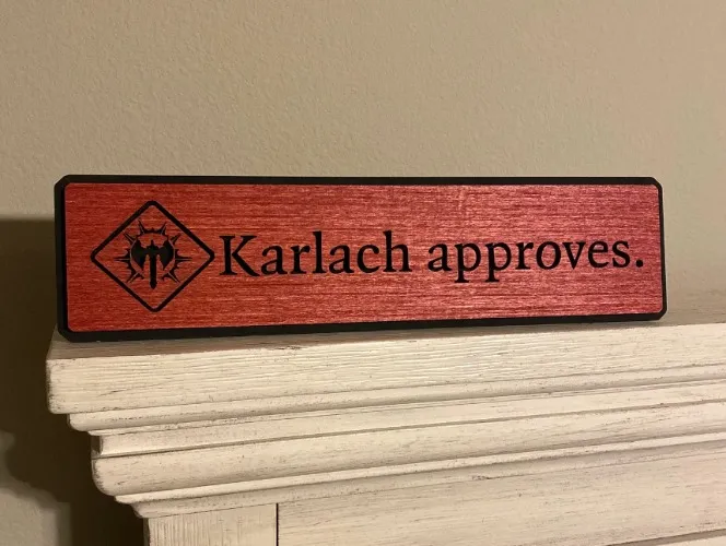 "Karlach Approves" Decor Plaque + Easel