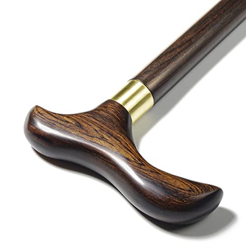 IMMMS Walking Cane -Natural Ebony Wood, Foldable, Heavy Duty, with Travel Bag- Handcrafted Wooden Cane, Canes for Men, Cane for Women, Walking Stick, Canes for Seniors Balance, Fashionable and Strong - 36 Inch(Brown)