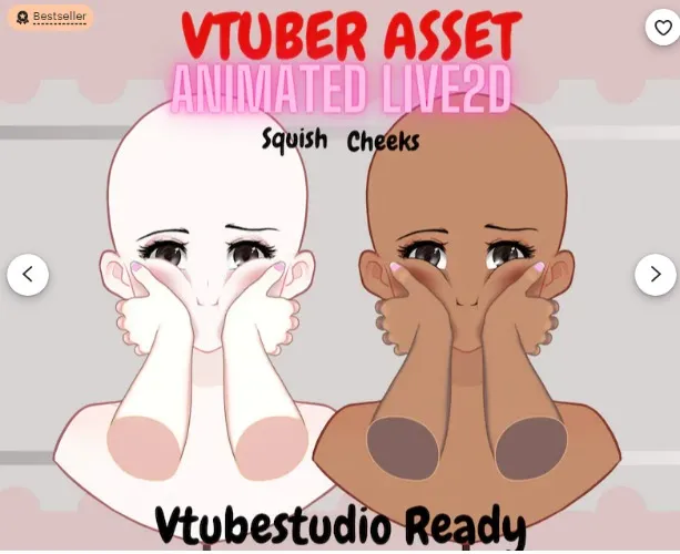 Animated- Vtuber hands Asset | Squish cheeks