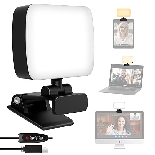 RealPlus Lumière de Vidéoconférence, Panneau LED Light avec Clip, 120 LED et 3 Modes d'Éclairage Vidéo, Lampe Photo pour Lampe PC Streaming/Ordinateur Portable/Réunions Zoom/Live Stream/Bureau/Tiktok