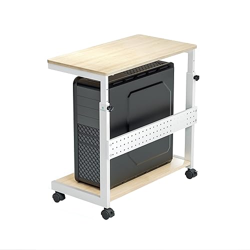 EUREKA ERGONOMIC Support Tour PC Réglable, Support de Chariot Mobile réglable avec roulettes verrouillables, Adapté À La Plupart des PC, Couleur érable - couleur érable