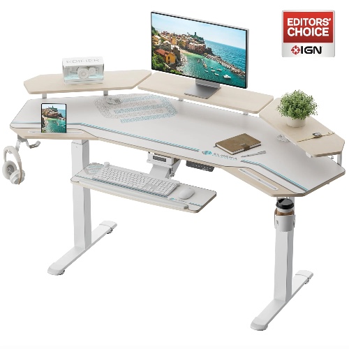 Aero Pro, 72x23 Wing Shaped Standing Desk with Accessories Set | Maple / with Accessories Set
