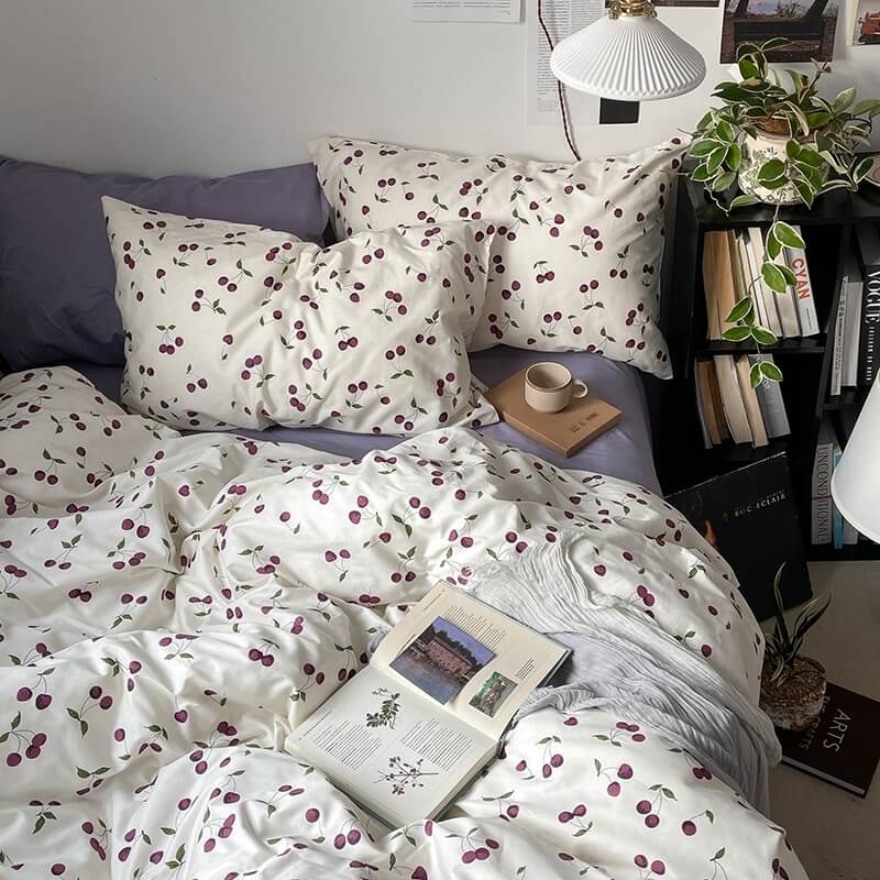 Purple Cherries Bedding Set | Queen