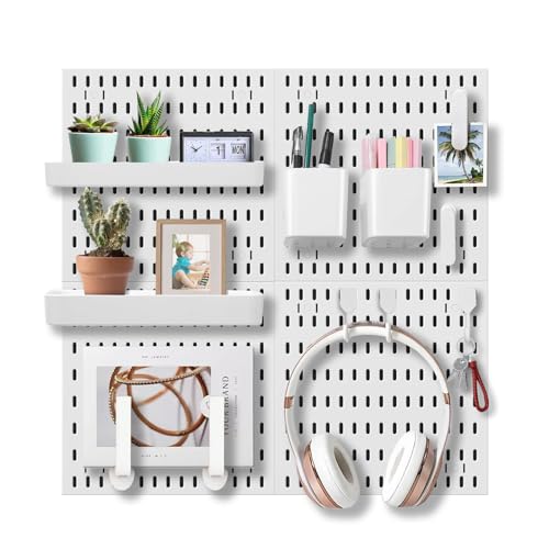 EVDBOBO Wall Organizer Peg Board - Elevate And Declutter Your Gaming And Office - Create A Perfectly Structured Space(White) - White