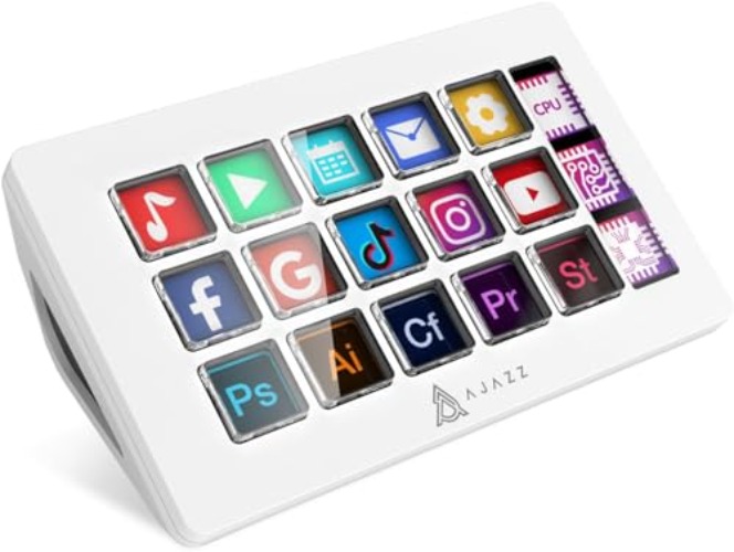 AKP153 Studio Deck, Stream Controller, 15 Macro Keys, Trigger Actions in Apps and Software Like OBS, YouTube, Twitch, Custom Console for Photo and Video Editing, Live Streaming, PC/Mac (White) - White