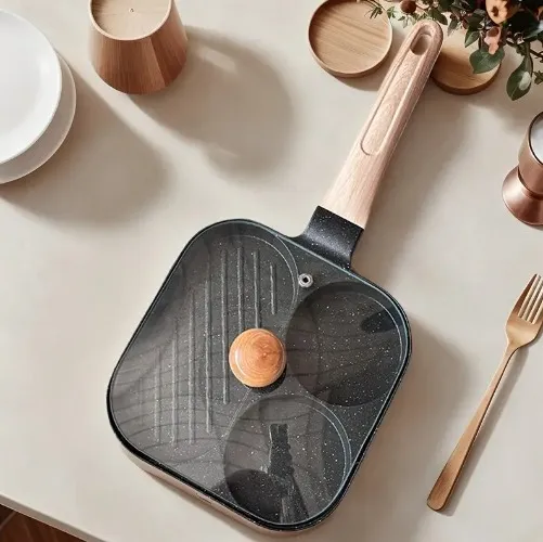 Frying pan with 3 sections