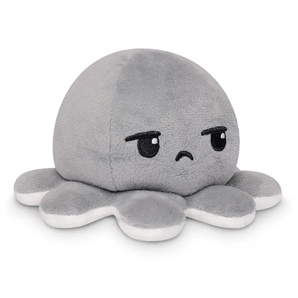 TeeTurtle - The Original Reversible Octopus Plushie - Bored + Rainbows Starry Eyes - Cute Sensory Fidget Stuffed Animals That Show Your Mood, 4 inch - Bored + Rainbow