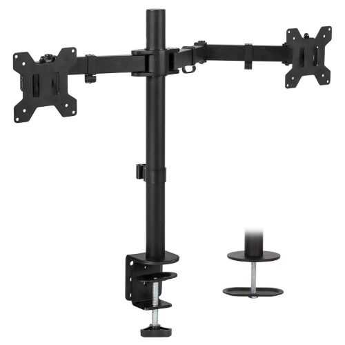 Full Motion Dual Monitor Desk Mount, Fits 32" Monitors | Black