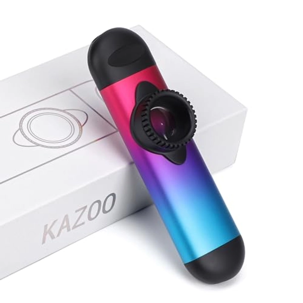 Rockhouse Kazoos, Metal Kazoo for Adults with 30 Flute Membranes, Easy to Learn Whimsical Fun Instruments for Bands Live Performance, Party, Travel (Multi-color) - Multi-colored
