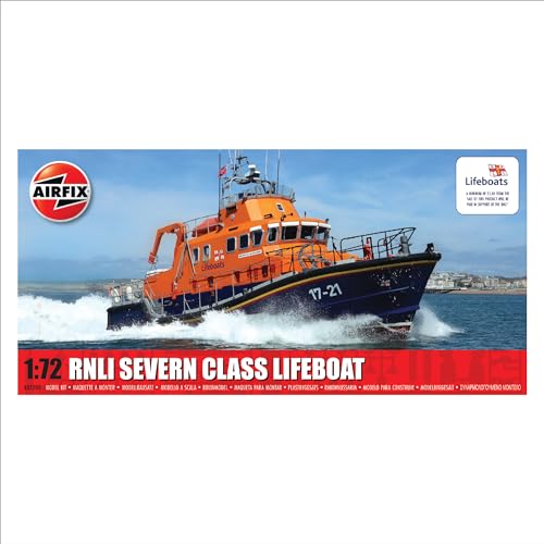 Airfix Model Set - A07280 RNLI Severn Class Lifeboat Model Building Kit - Plastic Model Watercraft Kits for Adults & Children 8+, Set Includes Sprues & Decaks - 1:72 Scale Model - RNLI Severn Class Lifeboat