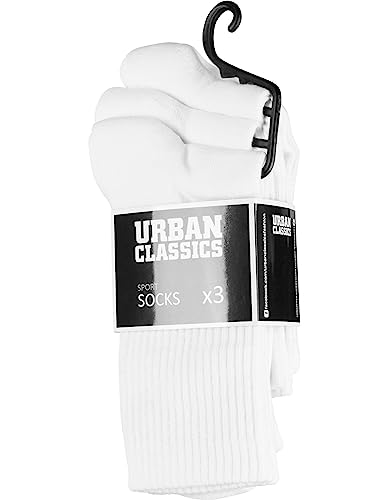 Urban Classics Calcetines Deportivos Unisex 3-Pack, calcetines deportivos en un paquete de 3 pares, calcetines unisex, tallas desde 35-38 hasta 47-50 - 43-46 - Blanco (White 220).