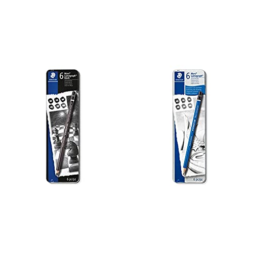 STAEDTLER 100B G6 ST, Lápiz, 6 unidades, Negro & 100 G6 - Lápices, 6 Unidades, Negro/Azul - + STAEDTLER 100 G6 - Lápices