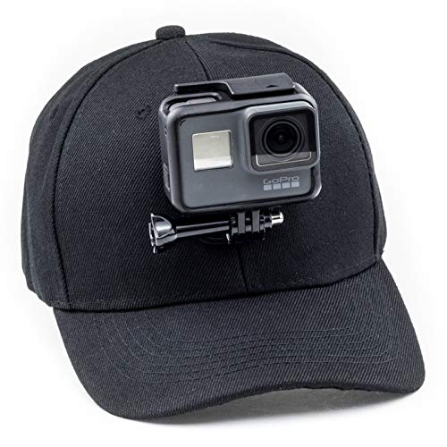 Digicharge Gorra De Béisbol con Soporte para Cámara De Acción Compatible con GoPro Hero Hero12 MAX, dji OSMO Action 3, Insta360 One, Akaso Apexcam Gookam Crosstour Apeman Victure CAM Color Negro - Negro