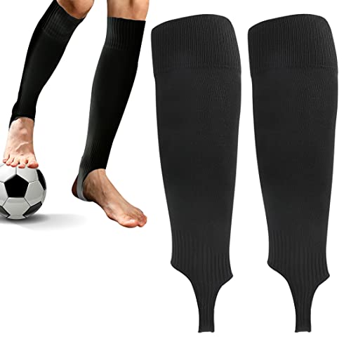 2 Pares Calcetines de Fútbol Negro, FUKPO Unisex Calcetines Largas de Soccer, Calcetines de Fútbol Transpirables Deportes al Aire Libre