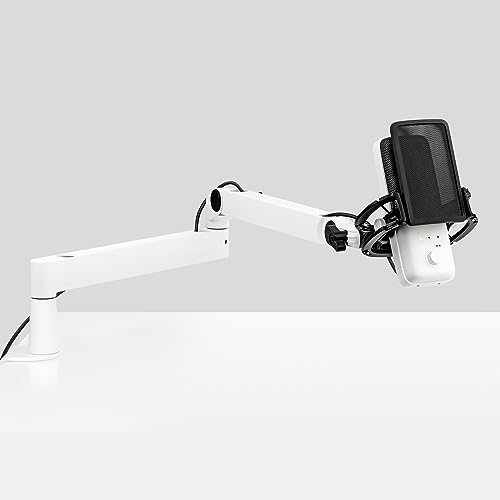 Elgato Pro Audio Set White - Micrófono Condensador USB, Montura paragolpes, Filtro antipop y Brazo articulado Perfil bajo, Streaming, podcasts, Juegos y Oficina, Software Mezclador Incluido, Mac y PC - Blanco - Paquete Completo
