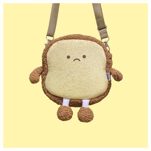 Toastie Mood Pillow and Sling Bag (4 VARIANTS, 4 SIZES) - Sad Wholemeal Sling Bag / 7*8"/ 18*20 cm