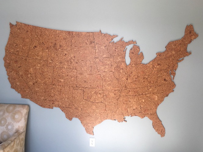Cork Map of the United States by GEO 101 DESIGN - Giant (96" x 58") / Contiguous States + Alaska & Hawaii