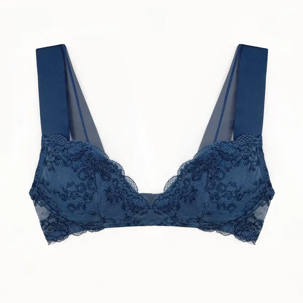 Wild Lace Plunge Bralette Dark Denim Blue - XXL/1X 38DDD/40DD / Dark Denim Blue