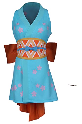 Women's Nami One Piece Anime Cosplay Costume Wano Country Dress Deluxe Dress Halloween Outfit - XX-Large - Blue