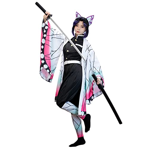 Nuoqi Zentisu Tanjiro Cosplay Adult Giyuu Tomioka Outfit Shinobu Anime Halloween Costume - Butterfly - XX-Large