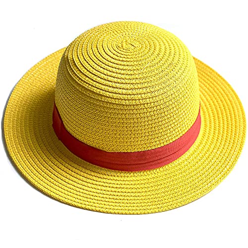 Yofuhope Luffy Straw hat,Cosplay Straw Hat for Costume Party,Yellow Strawhats with String Sun Hats Animation Hats - A-yellow