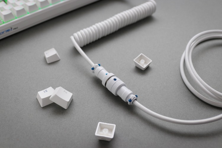 Ducky Pure White Premicord Custom USB Cable w/ Coil