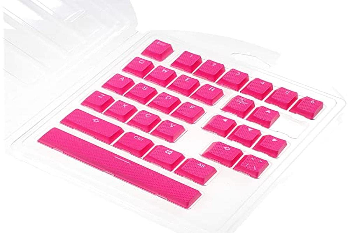 Ducky Keycaps 31 Set of Rubber Double Shot Backlit for Ducky Keyboards or MX Compatible - 31 Keycap Set - Pink