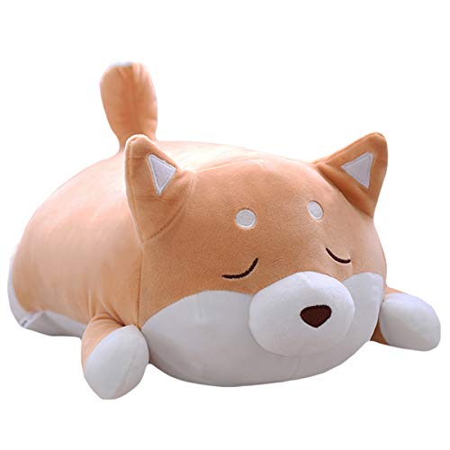 Shiba Inu Dog Plush Pillow, Cute Soft Corgi Stuffed Animals Doll Toys Gifts for Valentine, Christmas, Birthday, Bed, Sofa Chair (Brown Smiling Eye, 21.3in) - 21.3in - Brown Smiling Eye