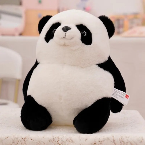 Fatty Polar Bear Stuffed Panda Plush: Soft and Popular! - Black and White / 22cm