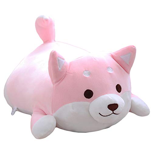 Shiba Inu Dog Plush Pillow,Soft Cute Corgi Stuffed Animals Doll Toys Gifts for Valentine, Christmas, Birthday, Bed, Sofa Chair (Pink Round Eye, 21.3in) - 21.3in - Pink Round Eye