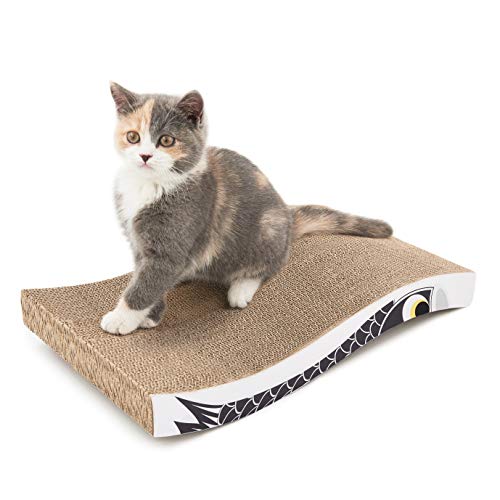 Coching Cat Scratcher Cardboard Cat Scratch Pad with Premium Scratch Textures Design Durable Cat Scratching Pad Reversible - Large-Black