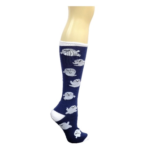 Halloween Knee High Socks for Women - Blue Ghosts / Adult Medium