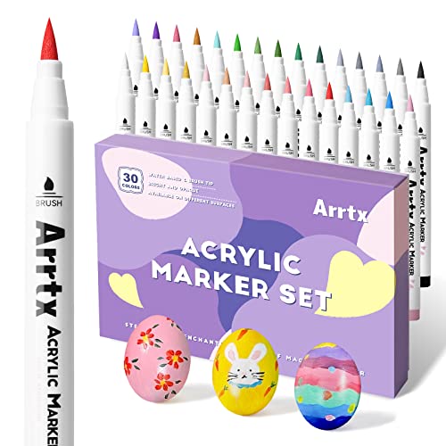 Arrtx Acrylic Paint Pens- 30A Color-Brush Tip