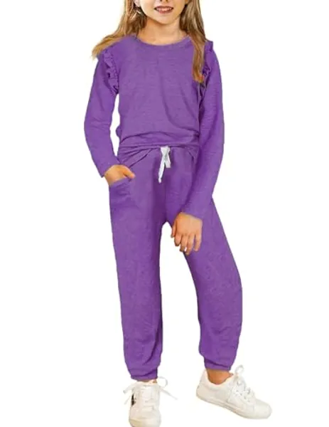 Yekaty Kids Girls Clothes Stylish Ruffled Tops and Pants with Pockets Clothing Sets 2 Piece Outfits