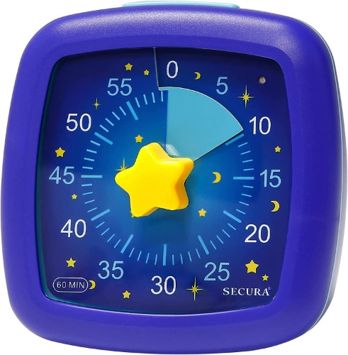 Secura 60-Minute Visual Timer, Silent Study Timer for Kids and Adults, Time Clocks, Time Management Countdown Timer for Teaching (Starry Sky) - Starry Sky