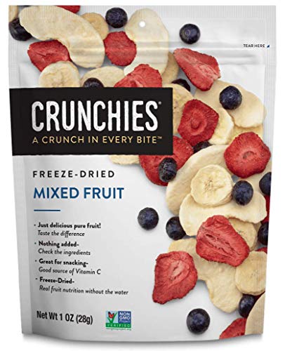 Crunchies Freeze-Dried Fruits, 100% All Natural Crispy Fruit , Non GMO and Kosher, Resealable Freeze Dried Fruit Snack Packs (Mixed Fruit, 1 Ounce (Pack of 6))