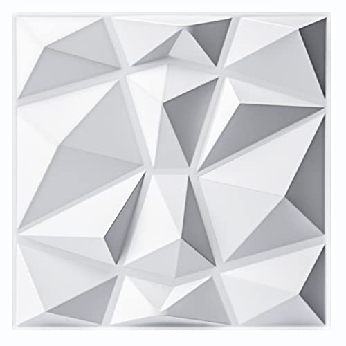 Art3d Decorative 3D Wall Panels in Diamond Design, 12"x12" Matt White (33 Pack) - White