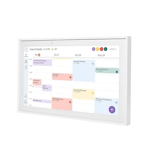 Skylight Calendar: 15 inch Digital Calendar & Chore Chart, Smart Touchscreen Interactive Display for Family Schedules - Wall Mount Included - White - Calendar - 15 Inch