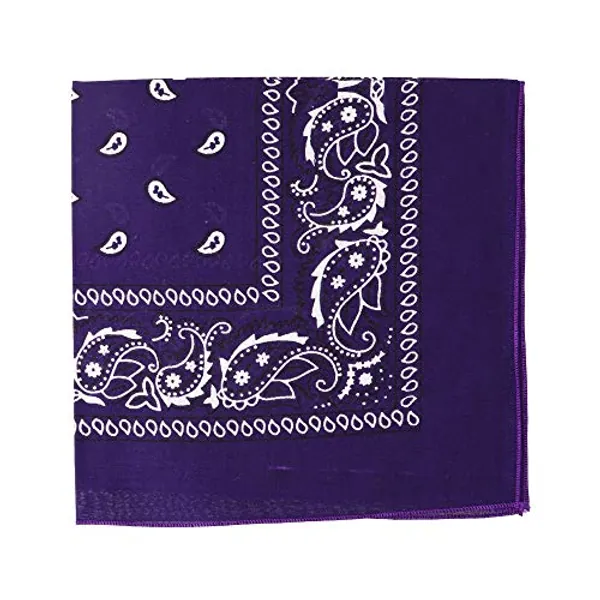 Motique Accessories 22 Inch Cotton Paisley Bandana - Purple