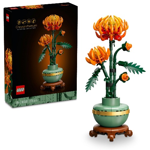 LEGO Icons Chrysanthemum Flower Building Set, Creative Model Kit for Adults to Build, Artificial Plant Toy for Women, Men, Her or Him, Home Decor or Office Display, Botanical Collection 10368