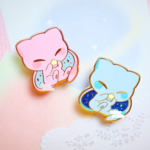 Mysterious Cutie Hard Enamel Pins - Set of Both / [A Grade] / Simple Rubber Back
