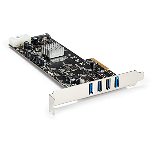 StarTech.com 4 Port USB 3.0 PCIe Card w/ 4 Dedicated 5Gbps Channels (USB 3.2 Gen 1) - UASP - SATA / LP4 Power - PCI Express Adapter Card (PEXUSB3S44V) - PCI Express