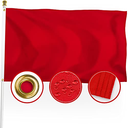 XIFAN Premium Nylon Solid Red Flag 3x5 Outdoor, Double Sided Heavy Duty 210D Nylon Plain Red Flags, the Strongest Longest Lasting Blank Color Flag with Sewn Stripes/4 Stitch Hemming/Brass Grommets - Red