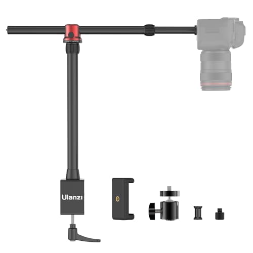jusmo MT-88 Camera Desk Mount Stand Overhead Camera Mount, Horizontal & Vertical Shooting 2 in 1, Aluminum 4-Sections Light Stand for DSLR Camera, Phone, Light, Max Load 13.23Ibs, Up to 57inchs - MT-88