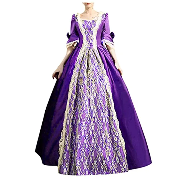 Women Victorian Dress Ball Gown Vintage Medieval Lolita Princess Dress Plus Size Corset Dress Renaissance Costumes - XX-Large - Purple