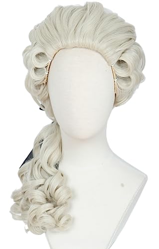 Linfairy Washington Lawyer Curly Wig Colonial Light Blonde Costume Powdered 18th Century Cosplay Wigs - blonde - 2 Piece Set