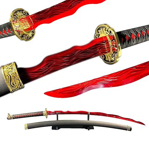 Mehaimes Rivers of Blood Medieval Fantasy Elden Katana Metal, Dark Ring Sword Cosplay for Soul Video Game - Carbon Steel