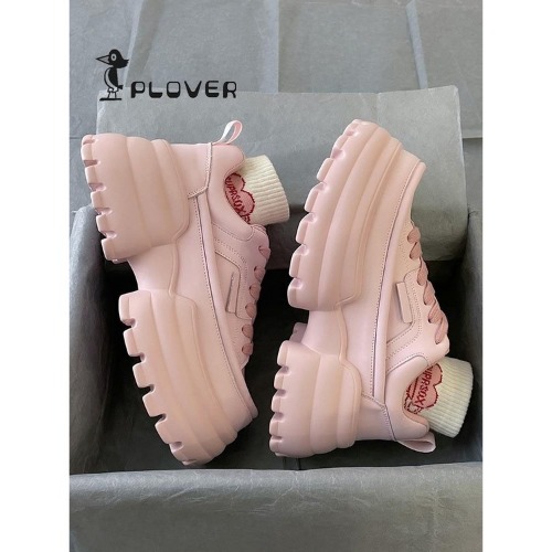 PLOVER Korean Version Thick Heel Cake Sole Daddy Shoes Female ins Trendy Increased Fried Street Big Toe Bread insBride