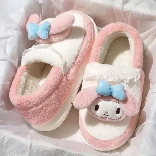 ▲✷☊Sanrio  Cinnamon Kulomi cotton slippers women s winter cute Baotou indoor home non-slip warm Melo